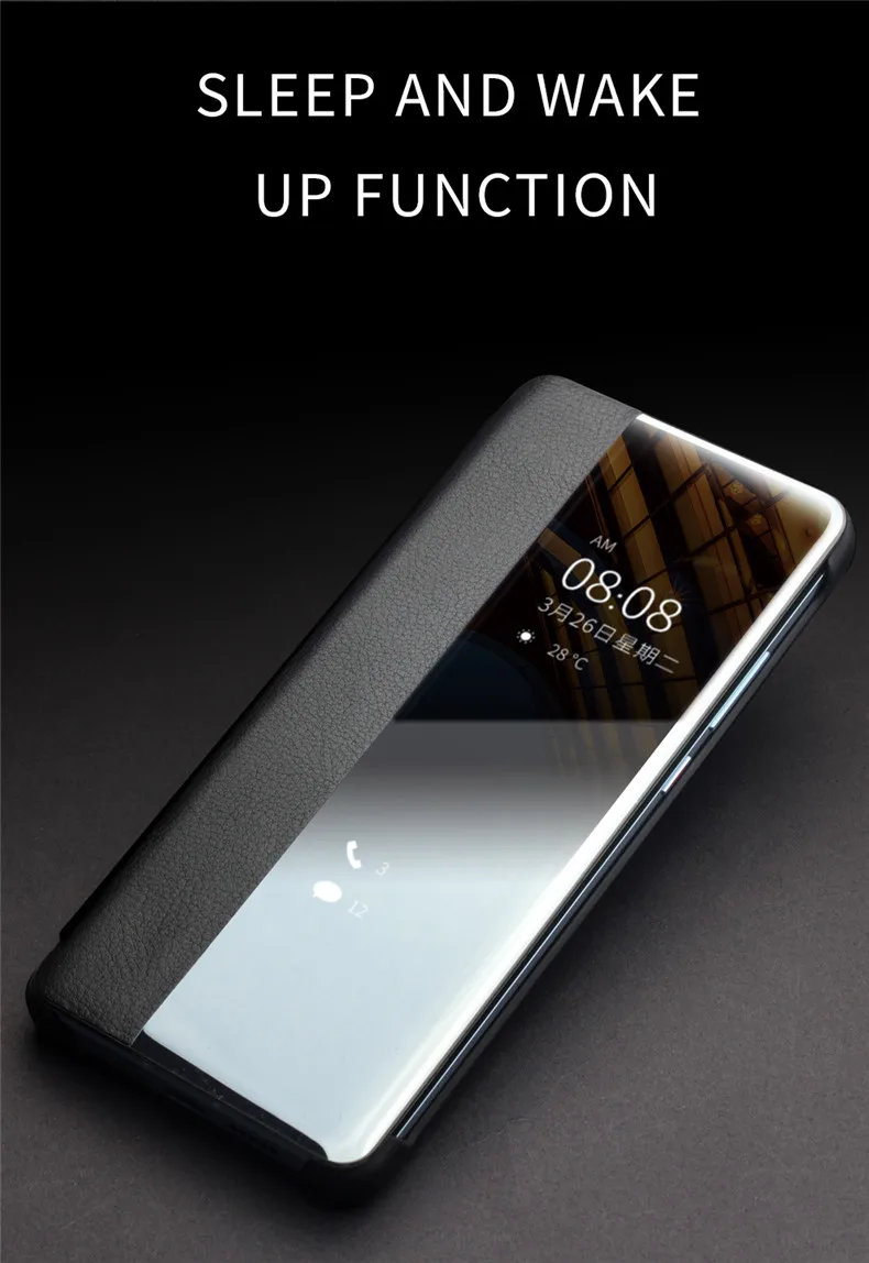QIALINO, Роскошный чехол для телефона из натуральной кожи, для huawei P30 Pro, 6,47 дюймов, с умным обзором, флип, ультра тонкий чехол для huawei P30