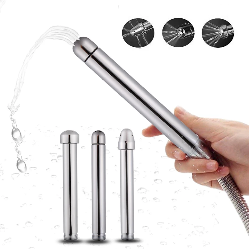 Stainless Steel Enema Cleaning Bidet Faucets Brushed Anal&ampVaginal Shower with 3 Heads Metal Anal Cleaner Butt Plugs Tap Sex Toys |