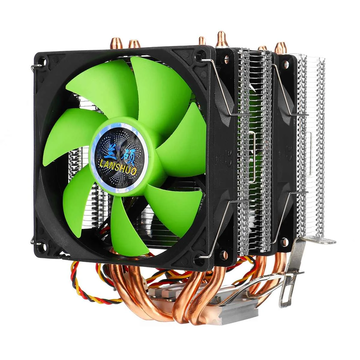 90 см Dual-Башня Процессор Кулер 4 Медь с тепловым стержнем heat pipe охлаждающий вентилятор радиатора для LGA 1150/1151/1155/1156/1366/775 AMD AM3+ AM2 - Цвет лезвия: Зеленый