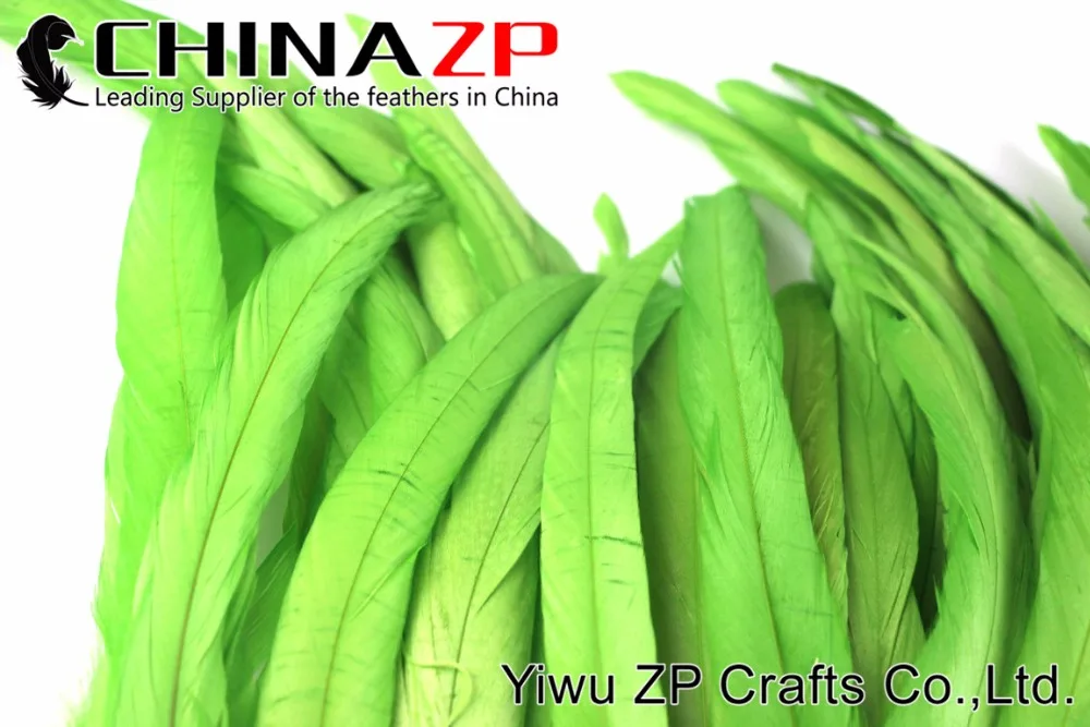 CHINAZP Factory 200 шт./лот от 25 до 30 см в длину окрашенное лаймовое зеленое перо гризли