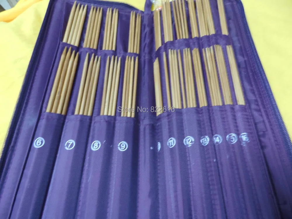 Бамбуковые Спицы для вязания Наборы инструментов PU Сумка Набор рукоделия 80 см