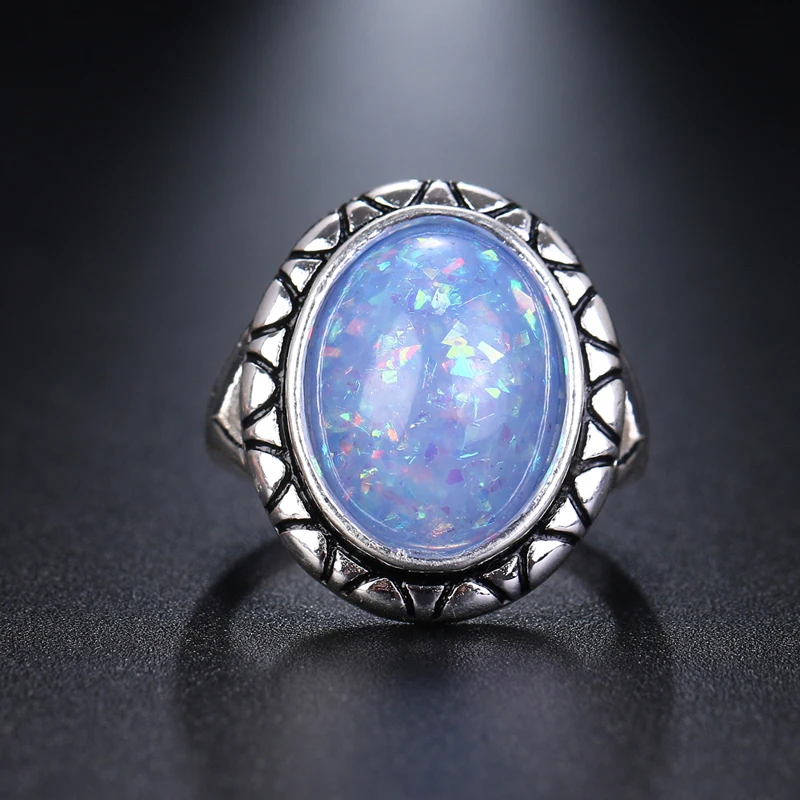 Женское винтажное Помолвочное кольцо LZX серебряное синее с кристаллами |