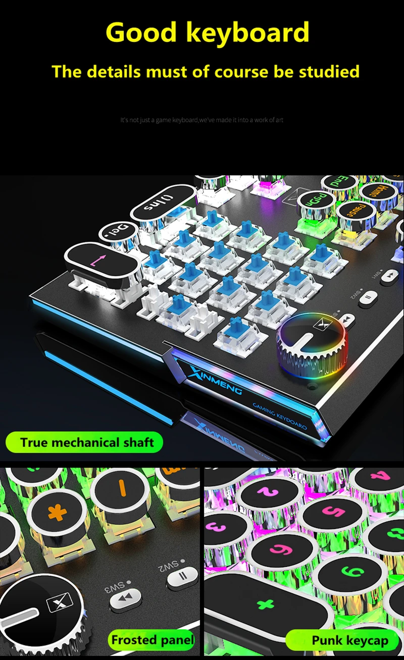 Высококлассная стимпанк механическая клавиатура с подсветкой RGB светящаяся Двухрежимная ручка Ретро металлическая панель красочная игровая клавиатура для ПК