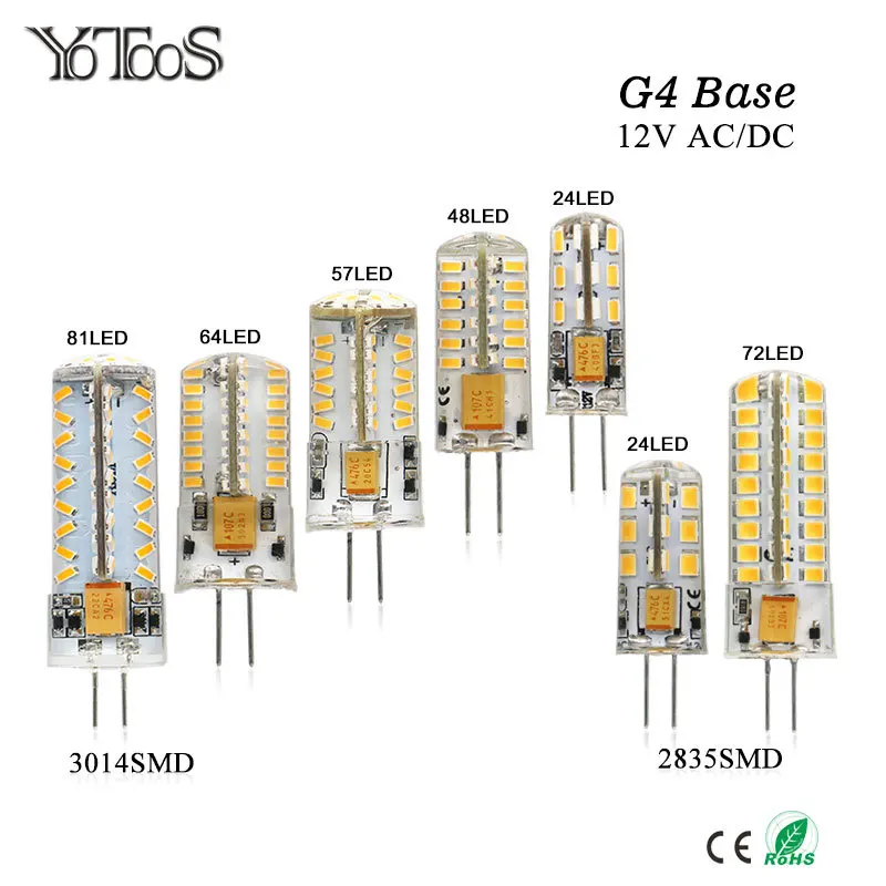 YOTOOS G4 светодиодный светильник 12V AC/DC кукурузы 1 5 Вт 2 3 4 360 Угол луча лампы g4
