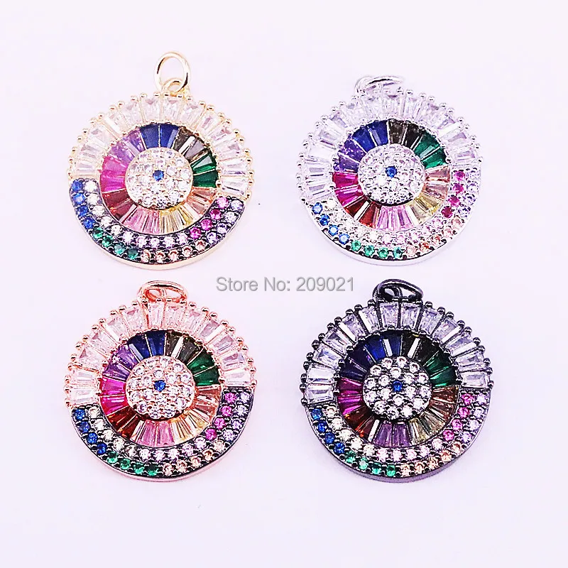 

5Pcs Gorgeous Colorful CZ Jewelry For Women Elegant Round Shaped Pendant Necklace Party Jewelry