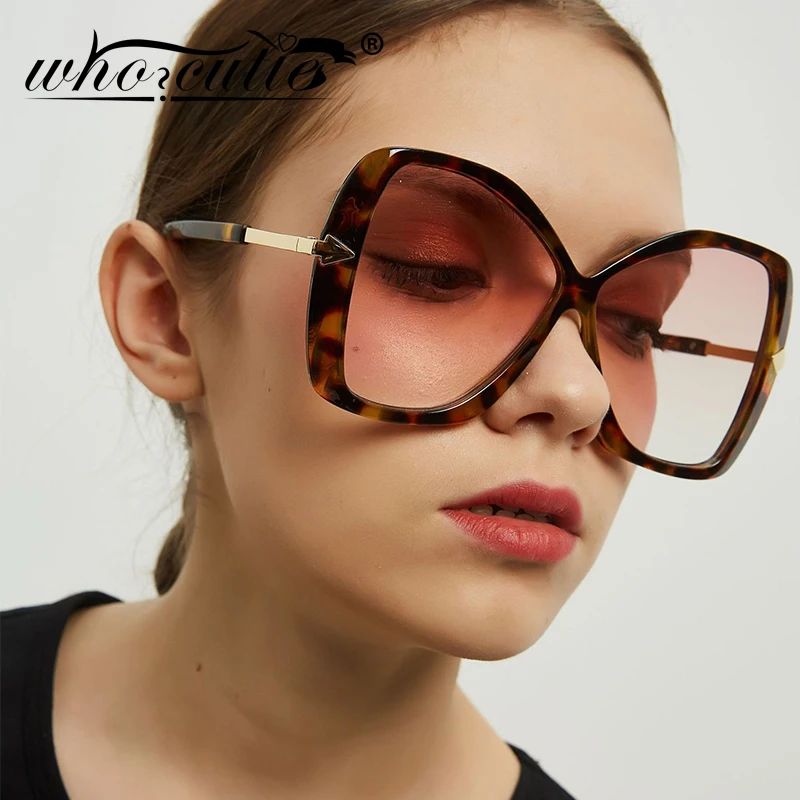 Who Cutie 2019 модные Винтаж стрелка солнцезащитные очки оверсайз Для женщин