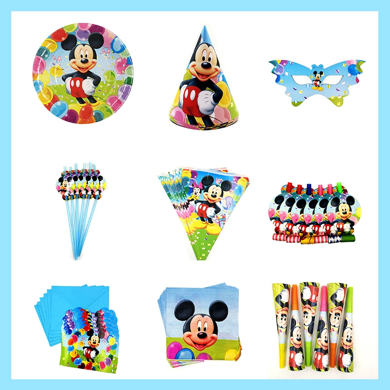 Mickey Mouse Kids Birthday Cartoon Theme Tableware Party Supplies Festival Decoration Favors For Boys And Girls Baby Shower Hot