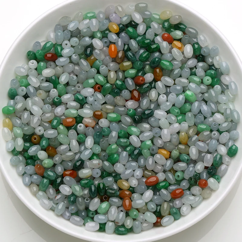 50 pcs Burma three small beads wholesale natural a cargo jade ice waxy ock scattered DIY jewelry with sub | Украшения и