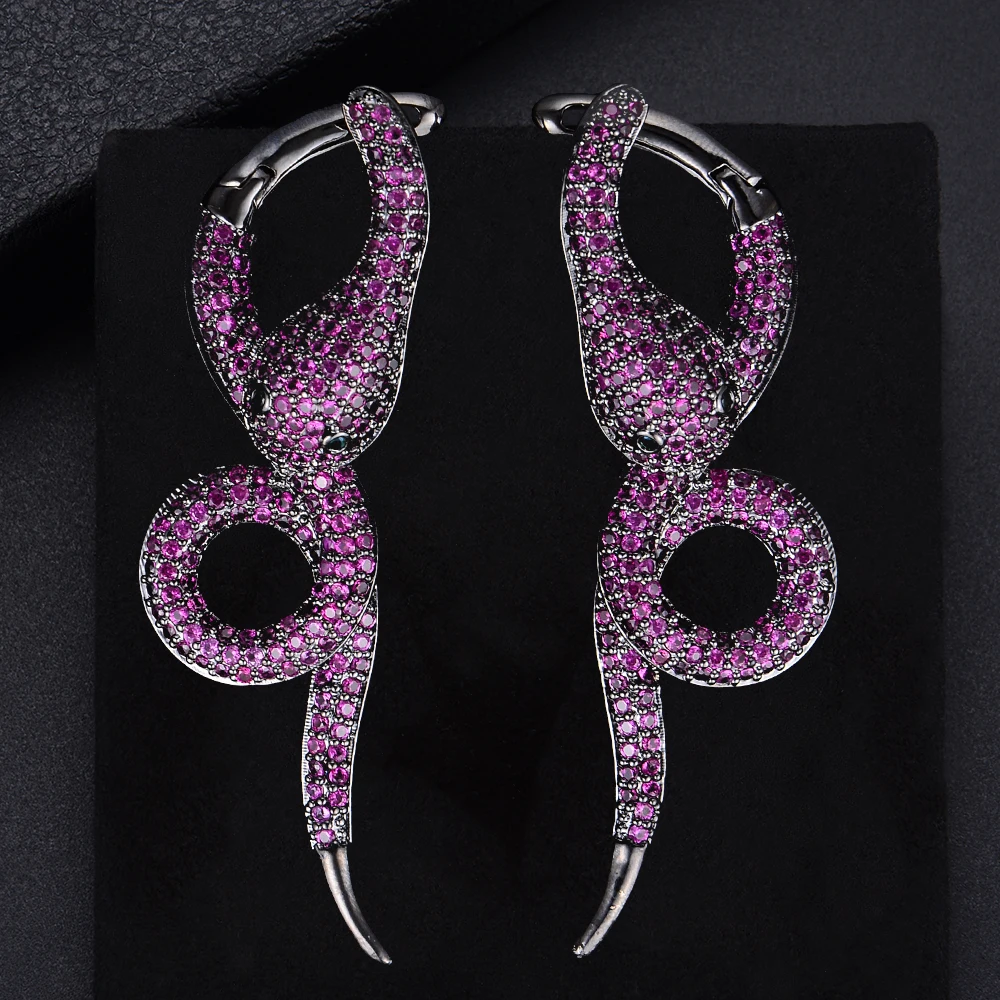 Unique Multicolors Wind Snake Shape AAA Full Cubic Zirconia Stud Earrings For Women Girls Party Wearing | Украшения и аксессуары