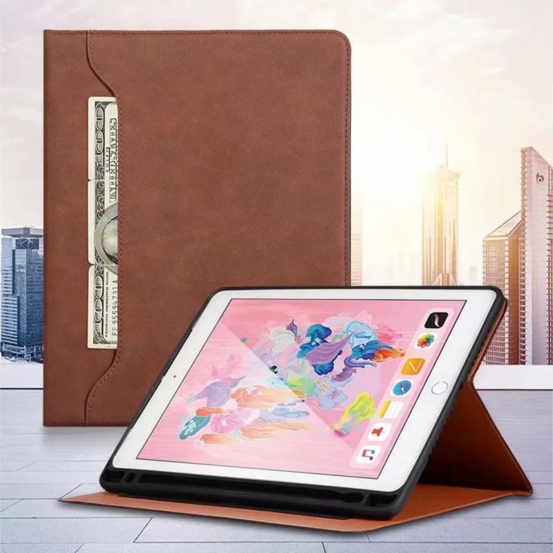 

Чехол для нового iPad 2018 2017 9,7 дюймов Pro с держателем для карандашей, умный кожаный мягкий чехол для iPad Air 2 / Air 1, чехол kimTHmall