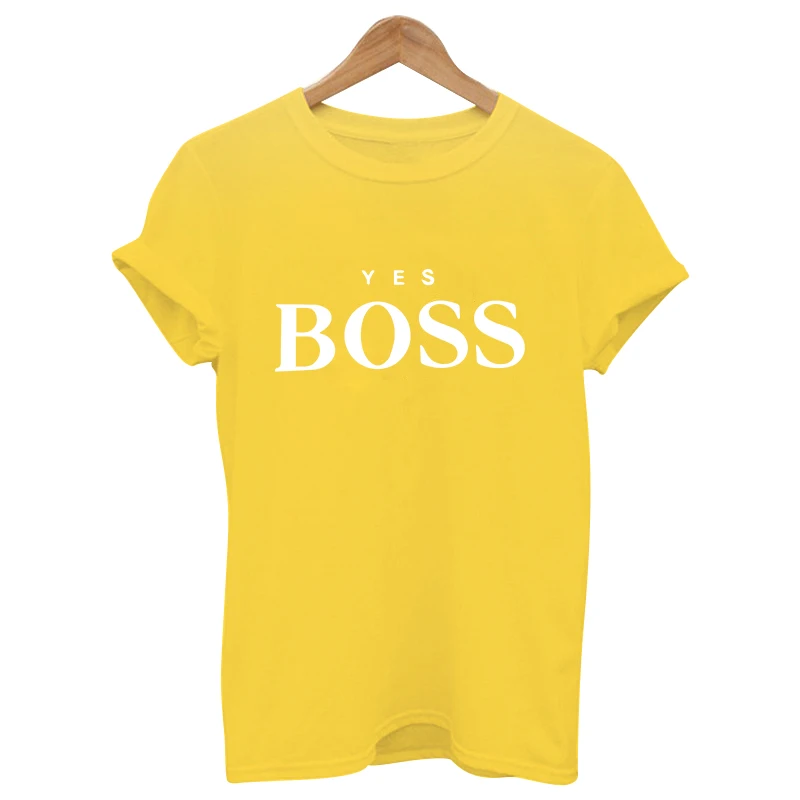 Новинка 2019 летние футболки с забавным принтом YES BOSS женские хлопковые топы