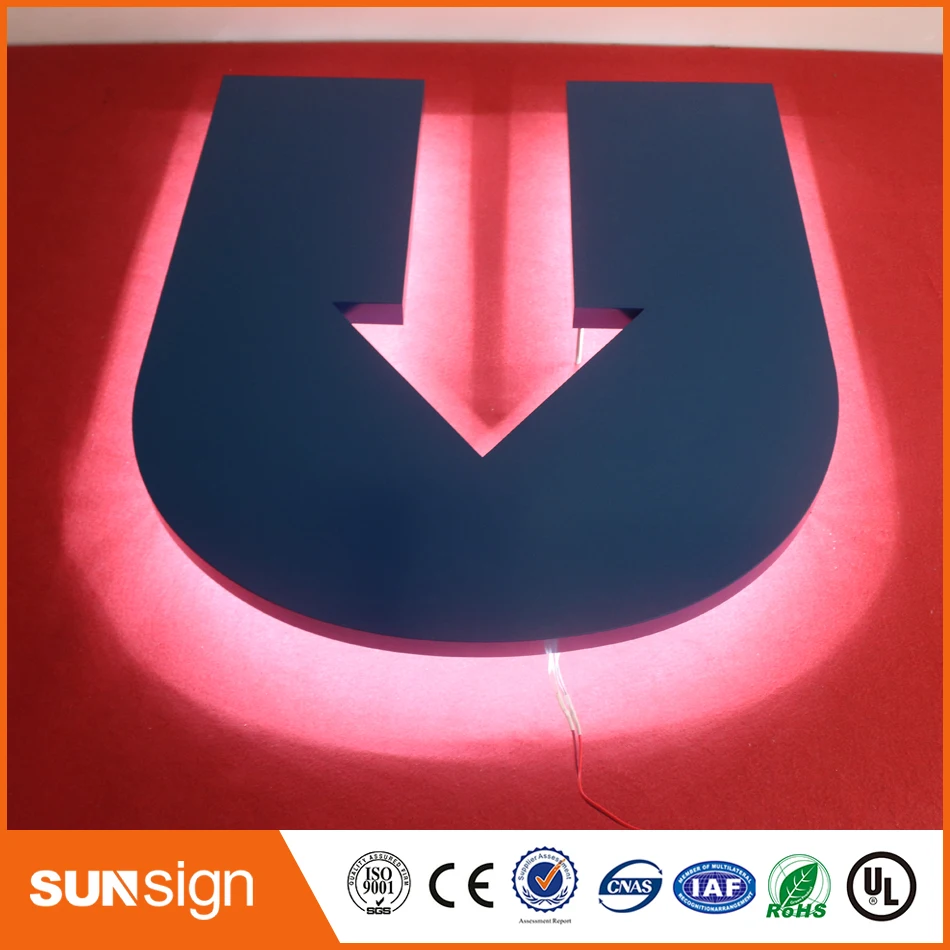 Backlit stainless steel Signage for shop front LED 3D illuminated letters signs for Advertising customized
