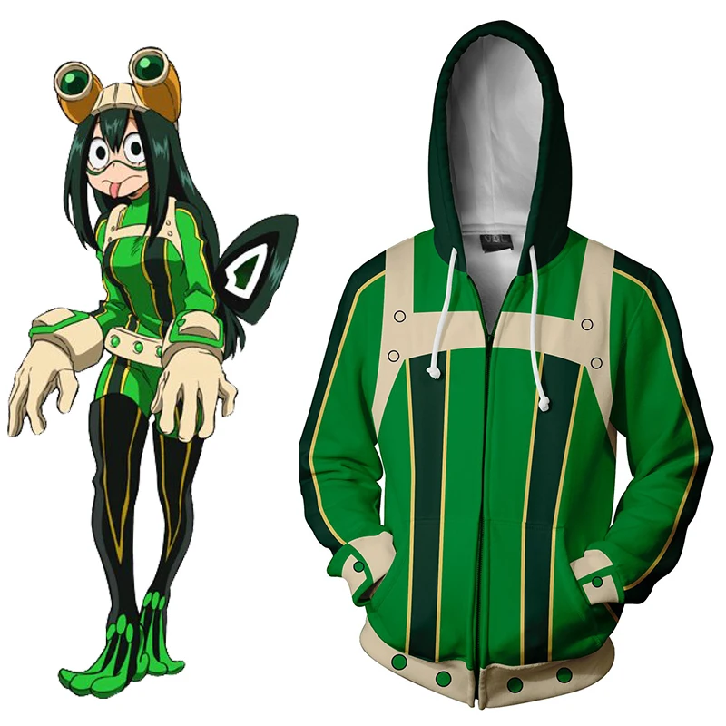 

CostumeBuy My Hero Academia Hoodie Jacket Boku no Hero Akademia Asui Tsuyu Cosplay Zipper Sweatershirts Jacket Coat L920