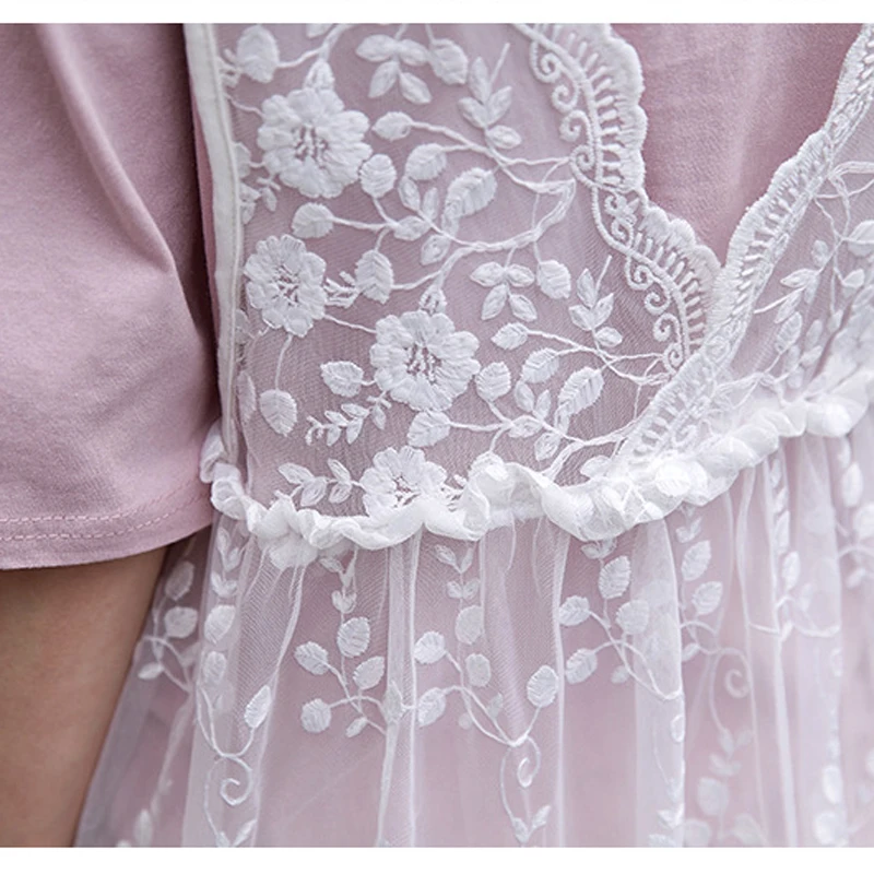 

Sunbaby Summer Maternity Dresses Fashion Casual Floral Lace Dress With Long T-shirt 2 piece set clothes for pregnant women