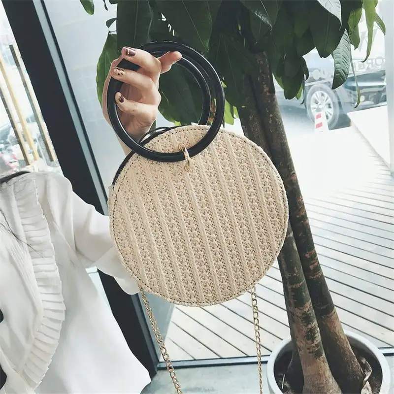 Ins super fire bag portable straw small round female 2019 new tide tassel woven shoulder Messenger handbag | Багаж и сумки