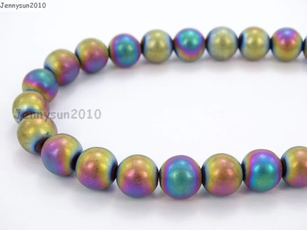 

Natural Matte Multi-Colored Hematite 4mm Frosted Gems stones Round Ball Loose Spacer Beads 15'' 5 Strands/ Pack