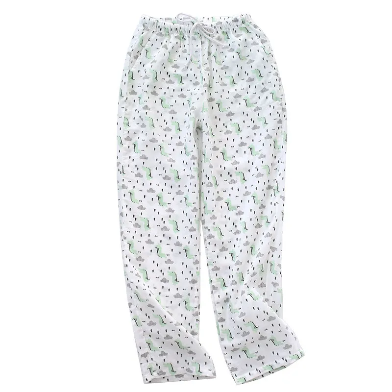 Женские пижамные штаны из 100% хлопка двухслойные тонкие летние свободные для