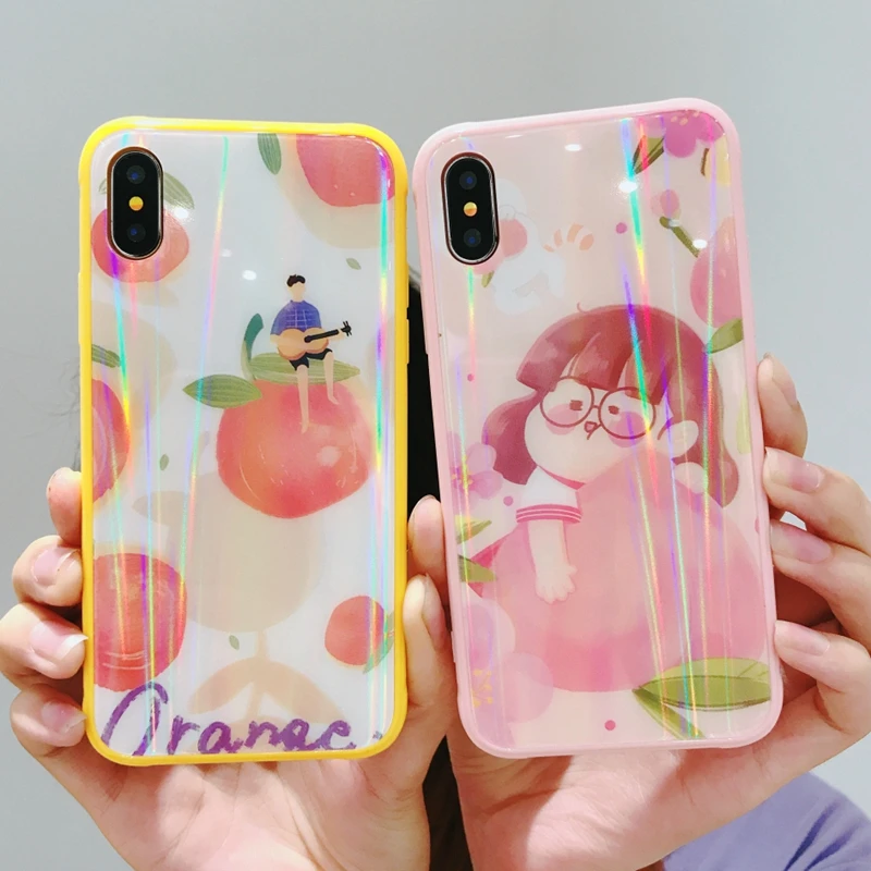 Чехол чехол для iPhone 8 Plus роскошный цветной Аврора стеклянный телефона на 7 6 6s X