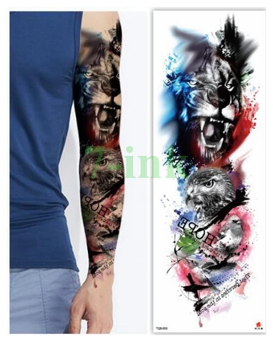 

Waterproof Tattoos Sticker Full Arm tiger owl bird English letter tattoo Water Transfer flash tatoo fake tattoo for men women