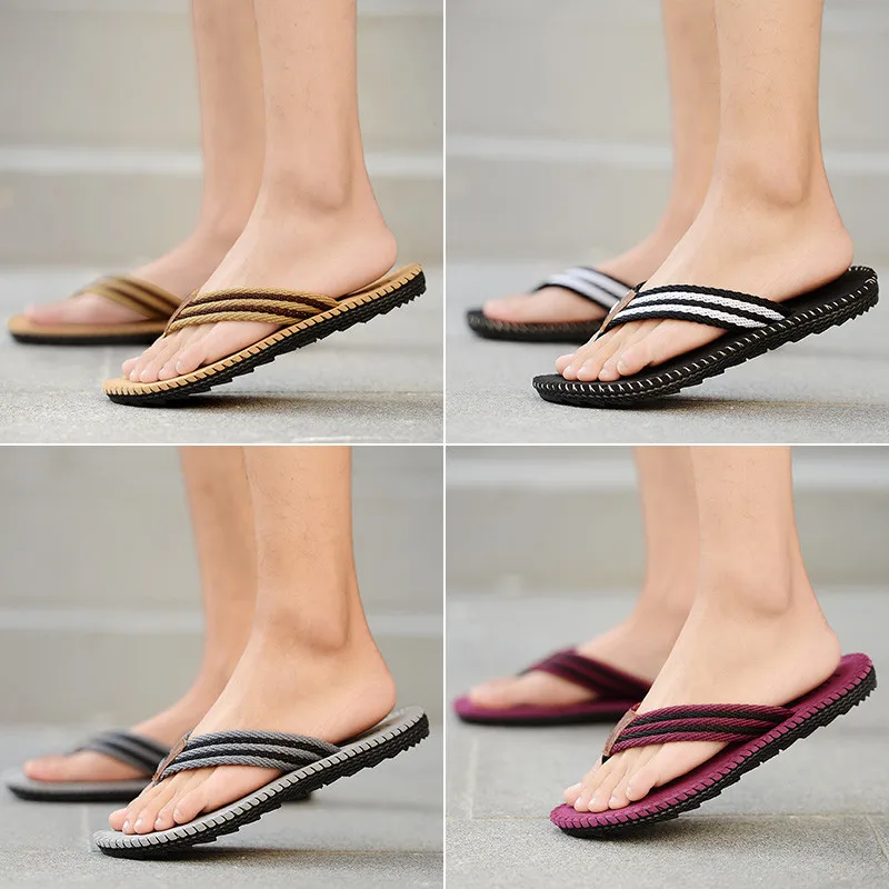 2018 Новые Летние Для мужчин вьетнамки модные высокое качество мужской в полоску