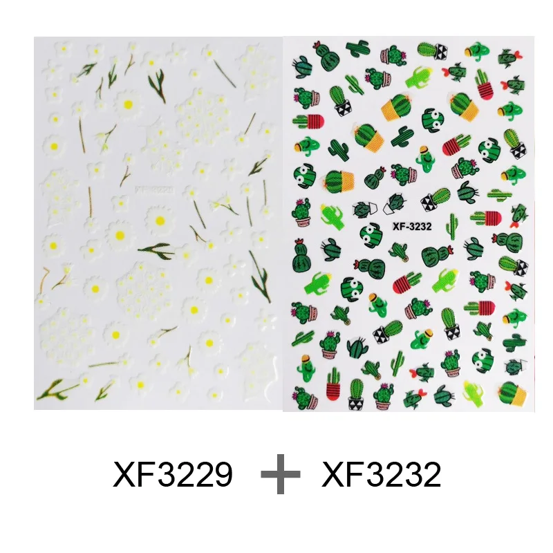 XF3229-XF3232 Addfavor, 2 шт, цветок, лист, милый стикер для ногтей, самоклеющиеся 3D наклейки для дизайна ногтей, наклейка, летнее украшение для ногтей для женщин, девочек, детей - Цвет: XF3229-XF3232