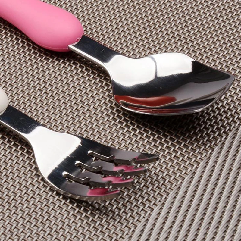 Новая Милая портативная безопасная посуда вилка для кормления детей маленькая