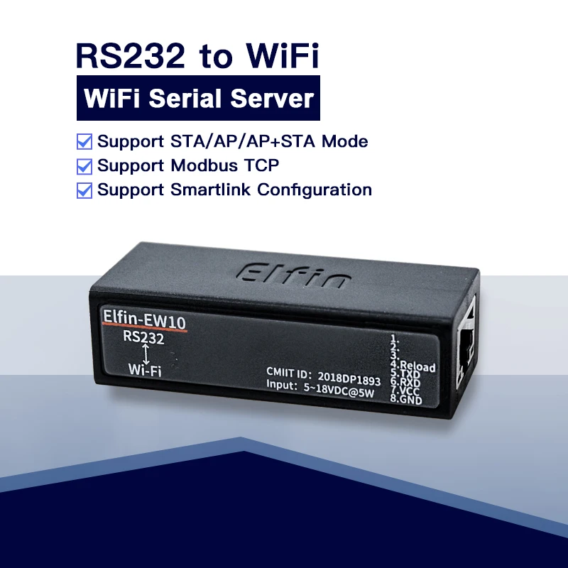 Серийный Порты и разъёмы RS232 Wi Fi устройство Серверный модуль Elfin EW10 Поддержка TCP/IP