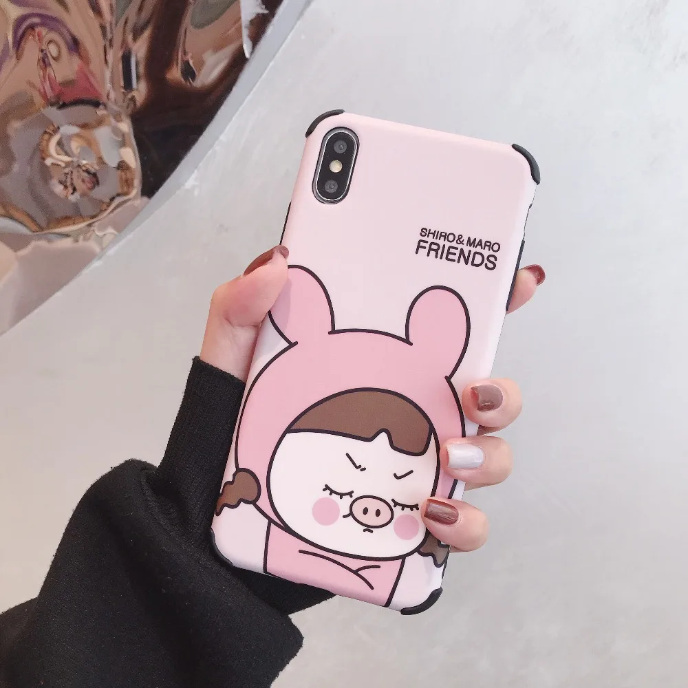 Милый мультяшный поросенок девушка чехол для iPhone X XS XR 6 S 7 8 Plus MAX чехлы Модные