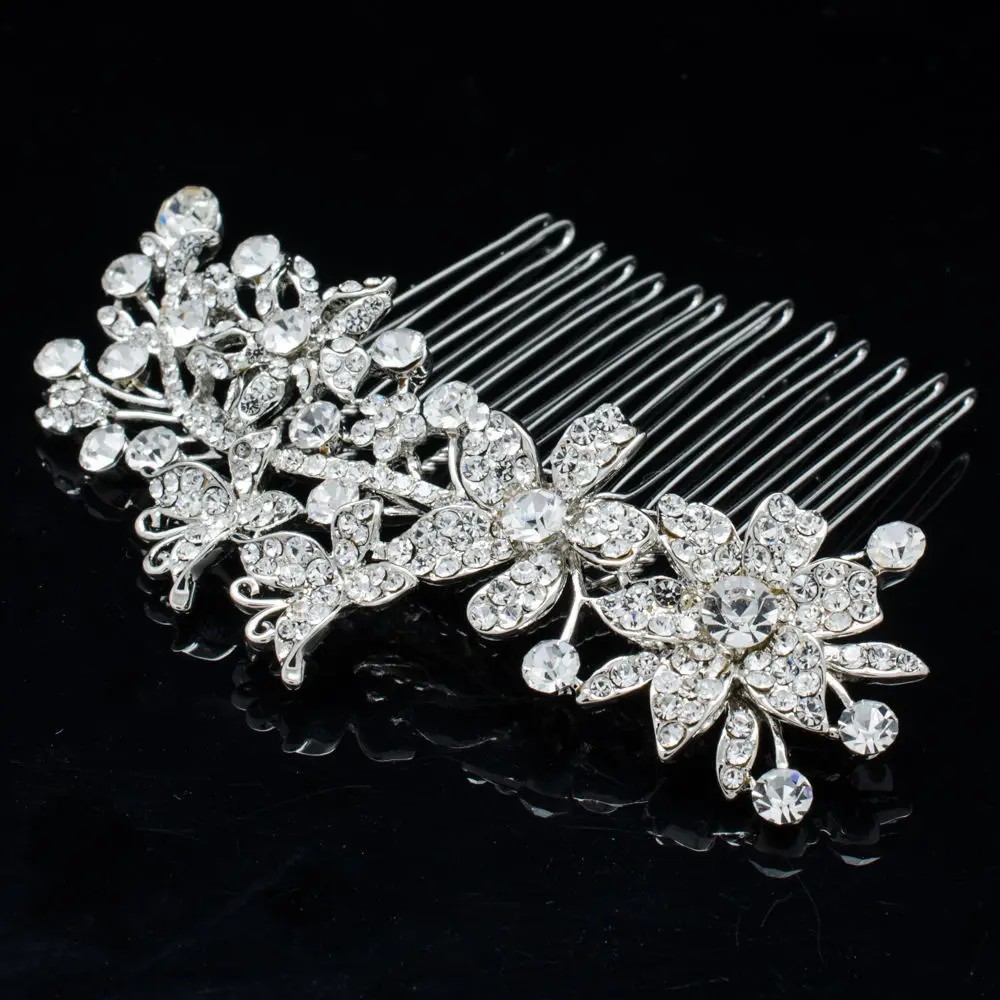Flower Wedding Hair Accessories Fabulous Clear Rhinestone Crystal Comb Tiara for Bridal Banquet Brand Free Shipping CO2256R | Украшения и