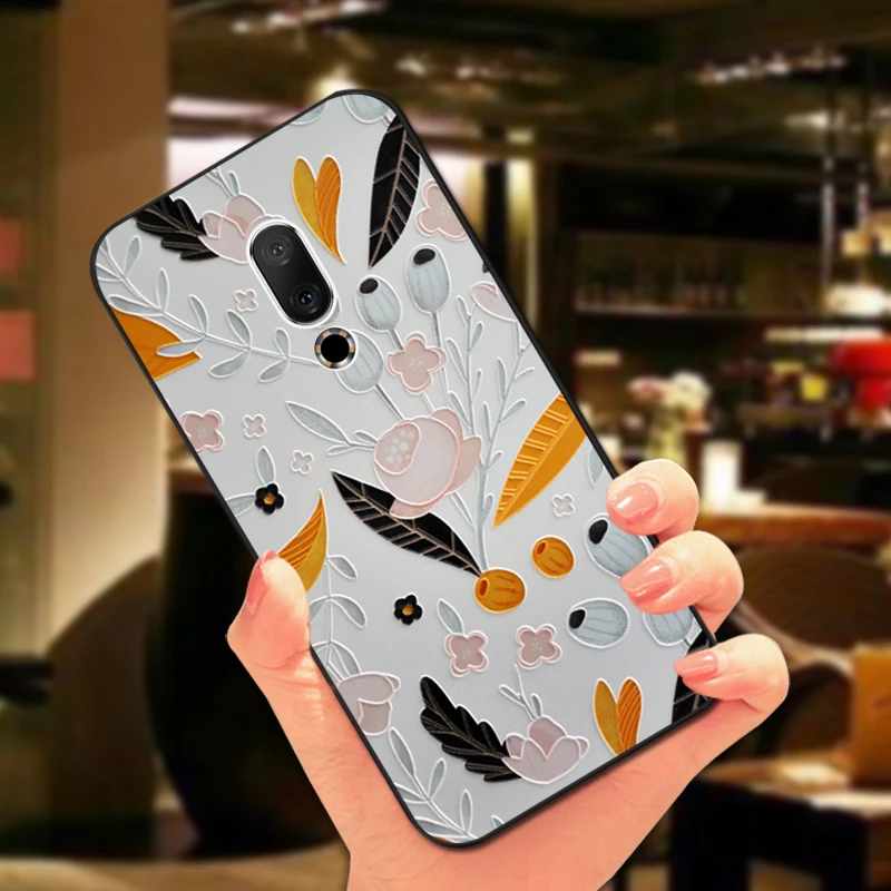 3D чехол для Meizu V8 Pro X8 M8 Mote роскошный мягкий черный с цветами 15 16 th Plus 16X M15 Lite