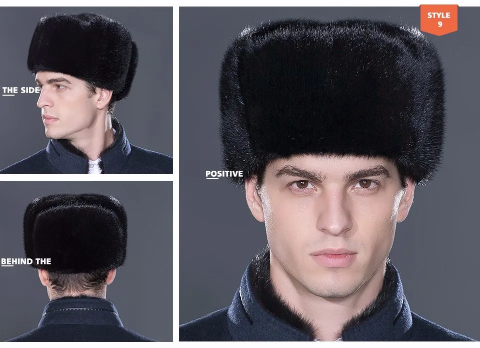 LTGFUR Bomber, мужские шапки, теплая шапка из меха норки, шапка-ушанка, шапка-ушанка Авиатор, зимняя шапка с ушками, русская шапка для мужчин, NZD-01