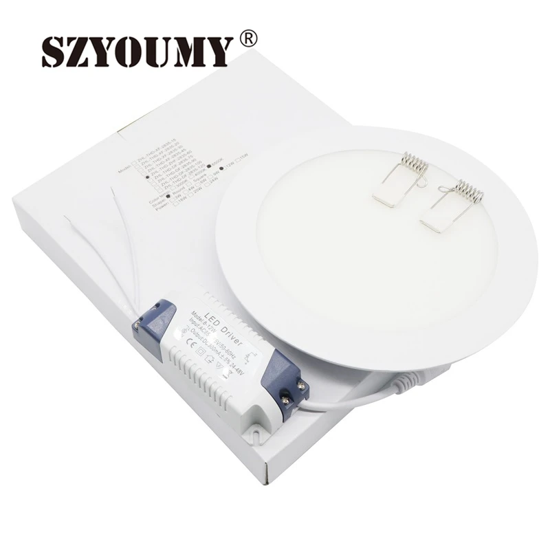 SZYOUMY высокая яркость 10 шт. Светодиодные панельные лампы 12 Вт круглая 2835 SMD