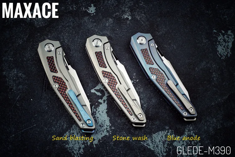 Карманный нож Maxace Glede M390 сатиновое лезвие TC4 титан + ручка из красного углеродного