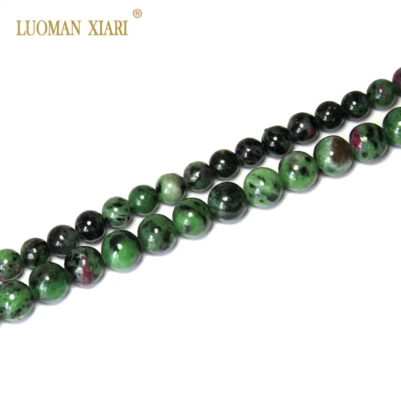 Натуральный Epidote Zoisite с рубином Бусины круглые каменные бусины для самостоятельного изготовления ювелирных изделий браслет ожерелье 6/8 мм нити 15''