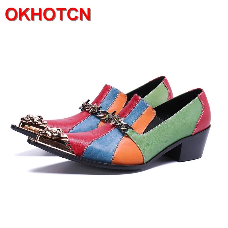 Качественная мужская обувь итальянские туфли с металлическим острым носком