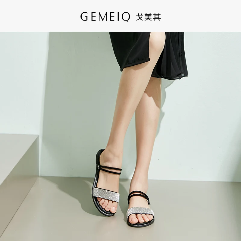 GEMEIQ/2019 г. женские босоножки Модные летние пляжные сандалии на плоской подошве с