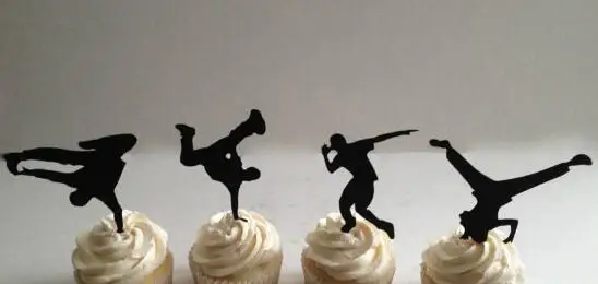 

custom Breakdance birthday cupcake toppers baby shower wedding party cake decoration doughnut foodtoothpicks