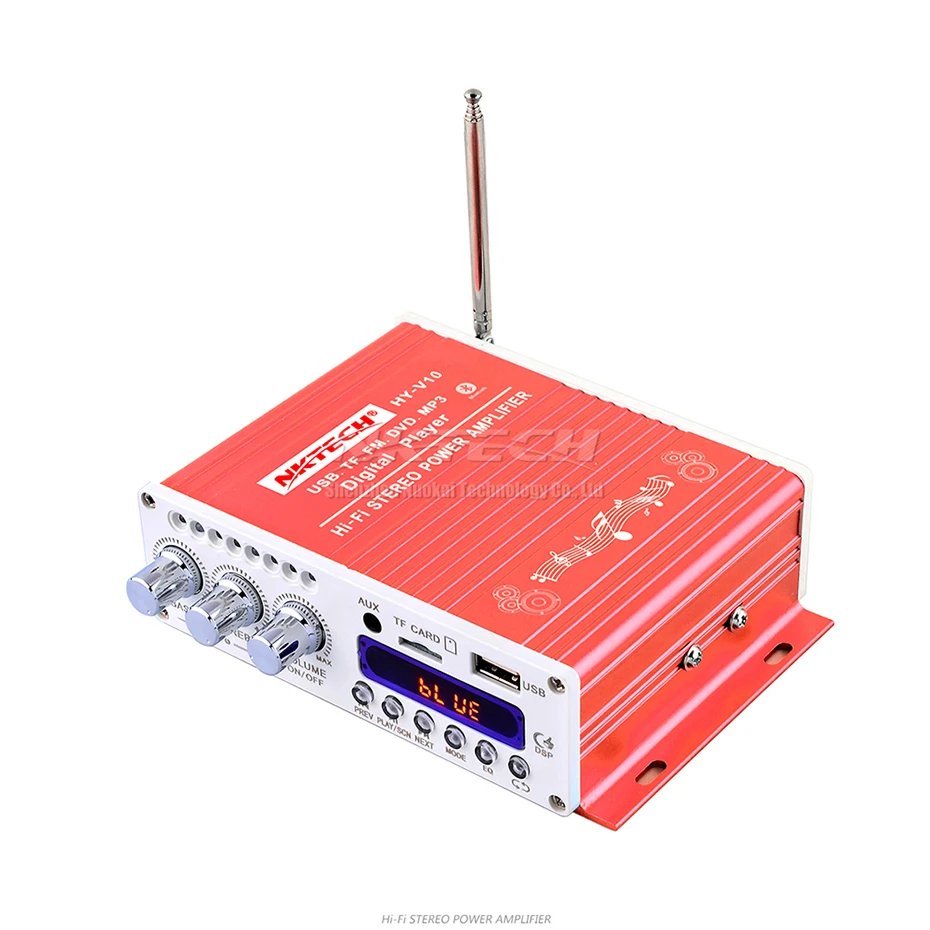 NKTECH HY-V10 Bluetooth автомобильный усилитель мощности цифровой плеер Hi-Fi стерео 2CH 20 Вт RMS мини аудио MP3 FM TF USB музыкальный ламповый домашний усилитель