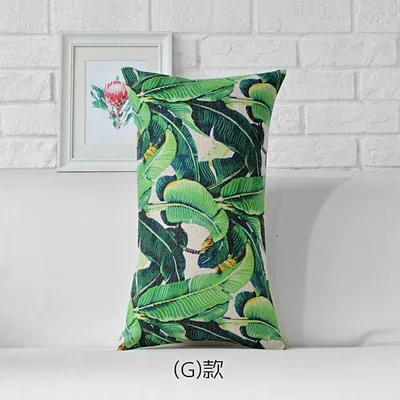 G 30x50cm Европейские современные подушки с зелеными листьями Подушка с растительным поясом Толстая льняная наволочка диванная подушка домашние декоративные подушки - Цвет: G 30x50cm