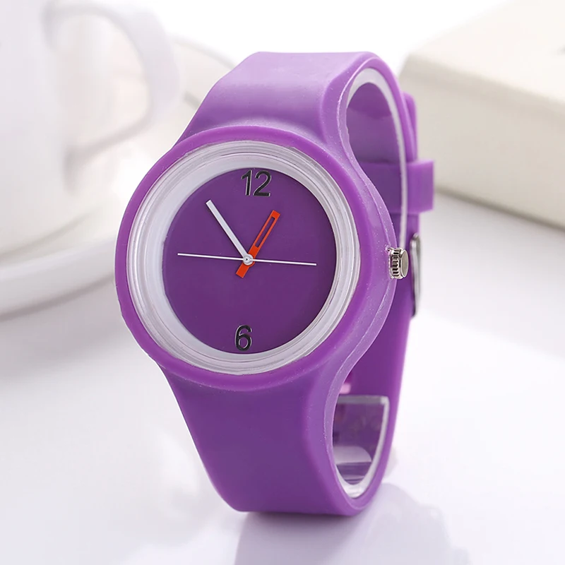 Мода 2017 г. мороженое цвет ультра тонкий Модные подарки силиконовые часы guote