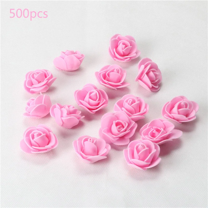 500pcs 500 шт Роза Медведь Цветок голова 3,5 см в диаметре бутон шелк Салли искусственные цветы для украшения diy медведь Роза - Цвет: 500pcs