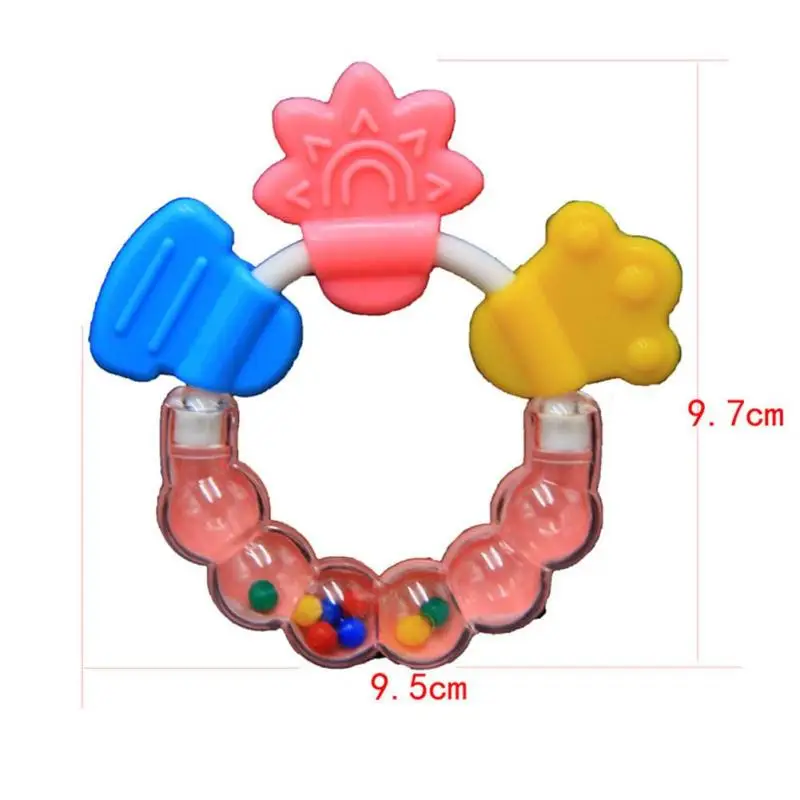 New Cartoon Baby Baby Teether Educational Toys Bite Baby Rattle Round Teether Toys Bed Silica gel Hand Bell