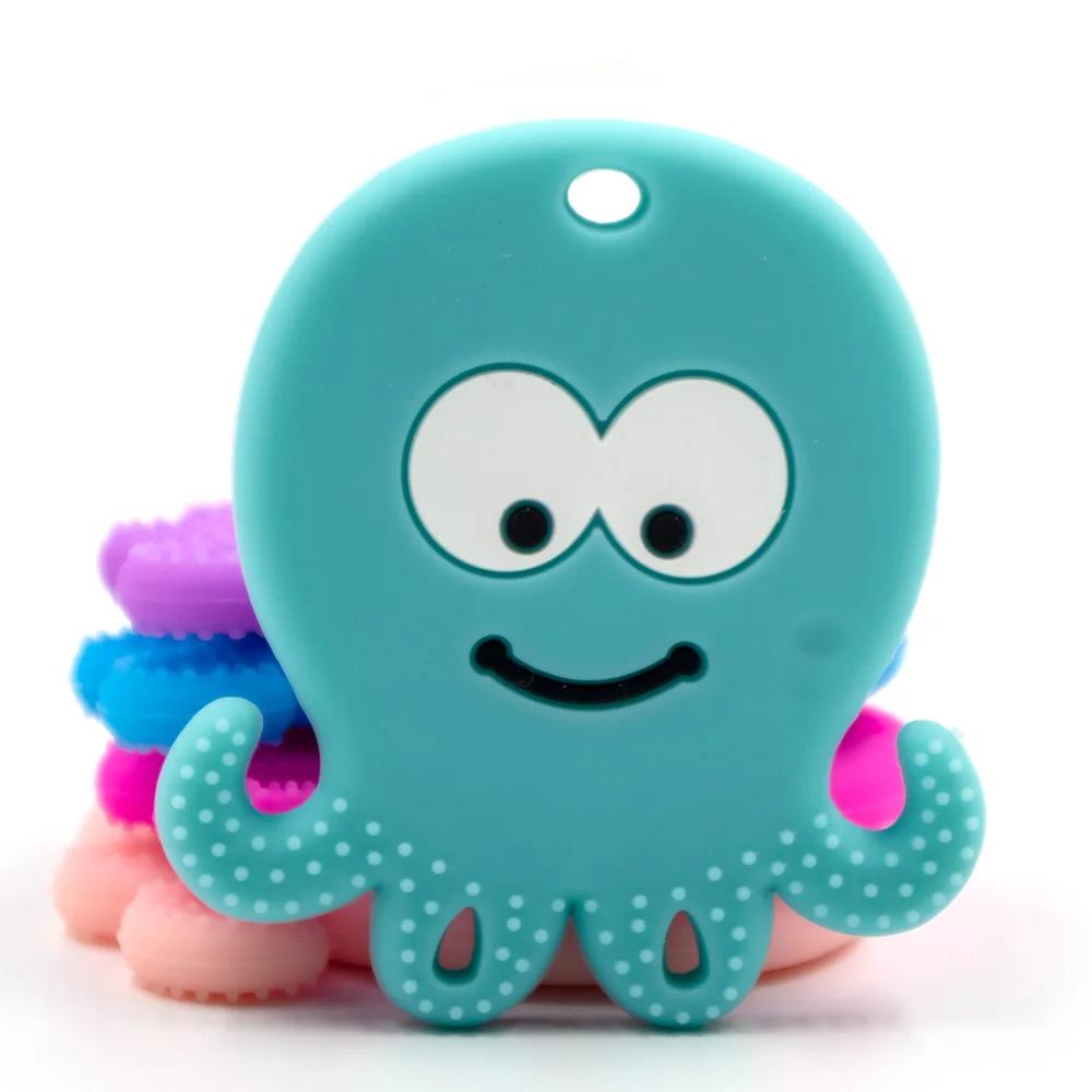 mint green 1 шт., силиконовый прорезыватель, мультяшный осьминог, жевательная Подвеска для соски, ожерелье для кормления, соска, BPA бесплатно, детский прорезыватель, сделай сам, для бисера - Цвет: mint green