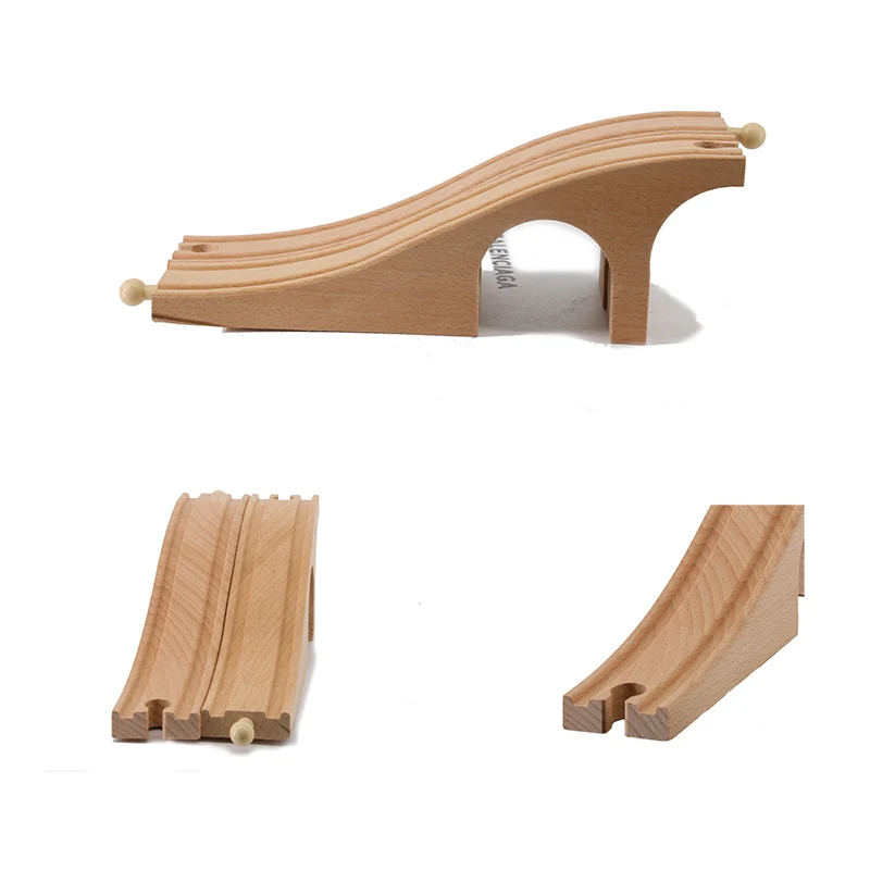 Деревянный поезд трек игрушки деревянный рельсовый мост образовательные DIY
