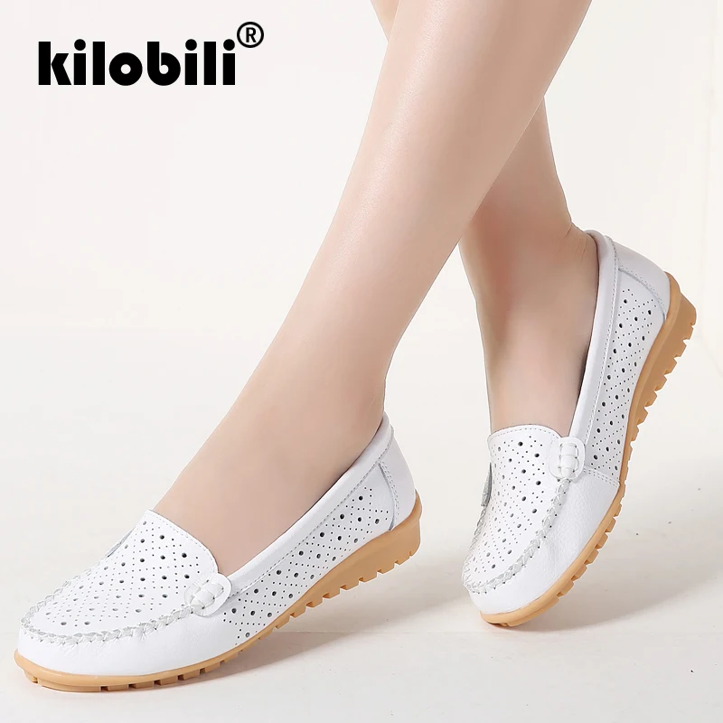 Kilobili/2018 г. летние женские туфли на плоской подошве женская обувь из натуральной