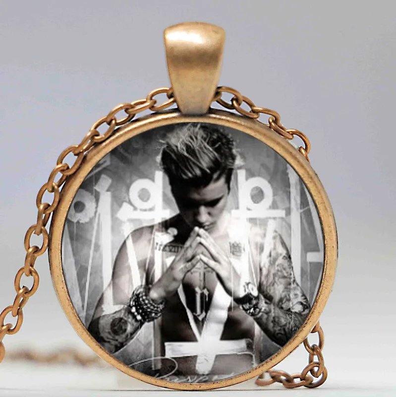 Джастин Бибер Бронзовый щит винтажное ожерелье кулон ювелирные изделия для