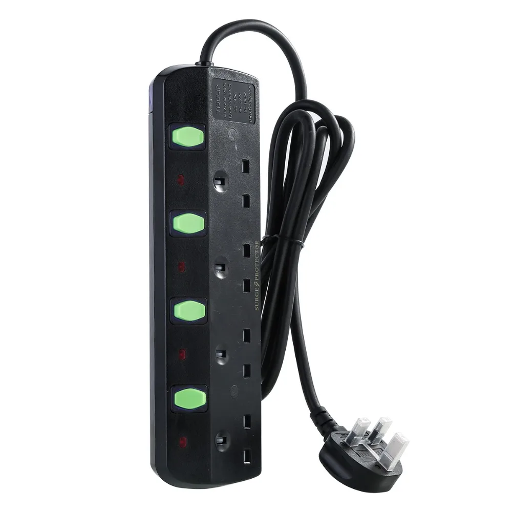 SOONHUA Портативный 2 м 13A зарядное устройство Великобритания Plug Surge Protected отдельных перешли удлинитель 3 4 5 6 Электрический штекер для телефона