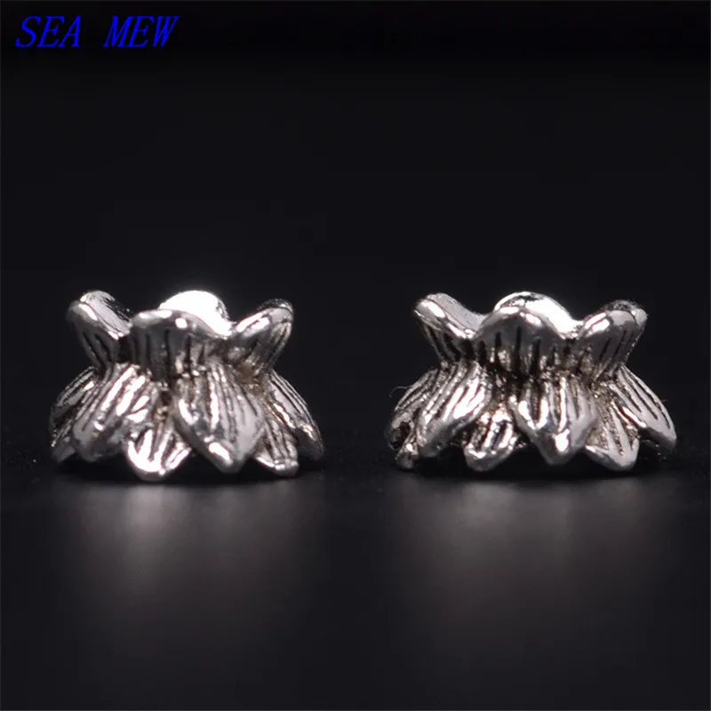 SEA MEW 20 шт. 9 мм Винтажные бусины-разделители сплав тибетского серебра цветов