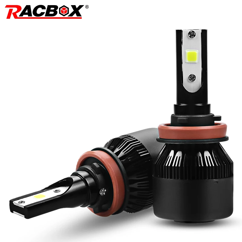 RACBOX 72W фары для 8000LM H1 H4 H7 H8 H9 H11 HB3 HB4 9005 9006 автомобильная светодиодная лампа для фары Высокая Низкая 12V 24V белый 6000K