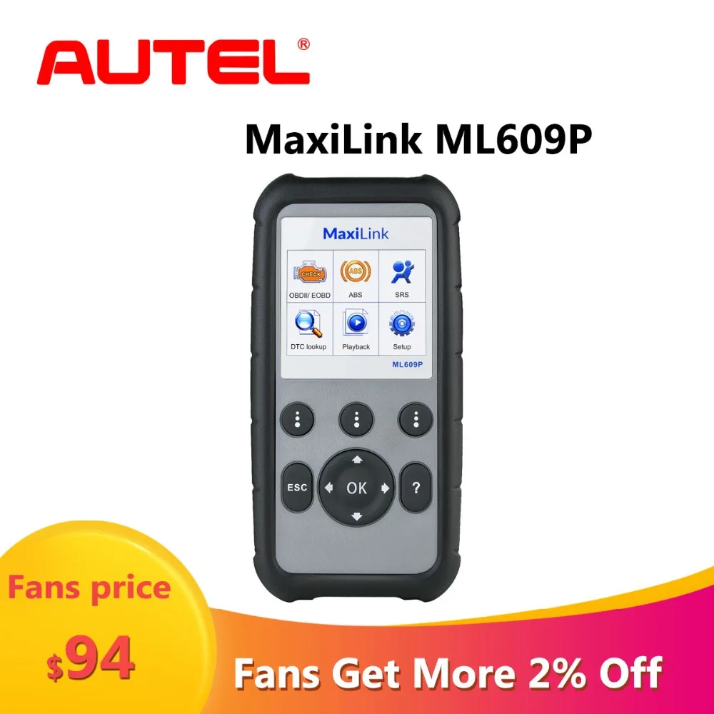 Autel MaxiLink ML609P автомобильный диагностический инструмент считыватель кодов OBD2 для